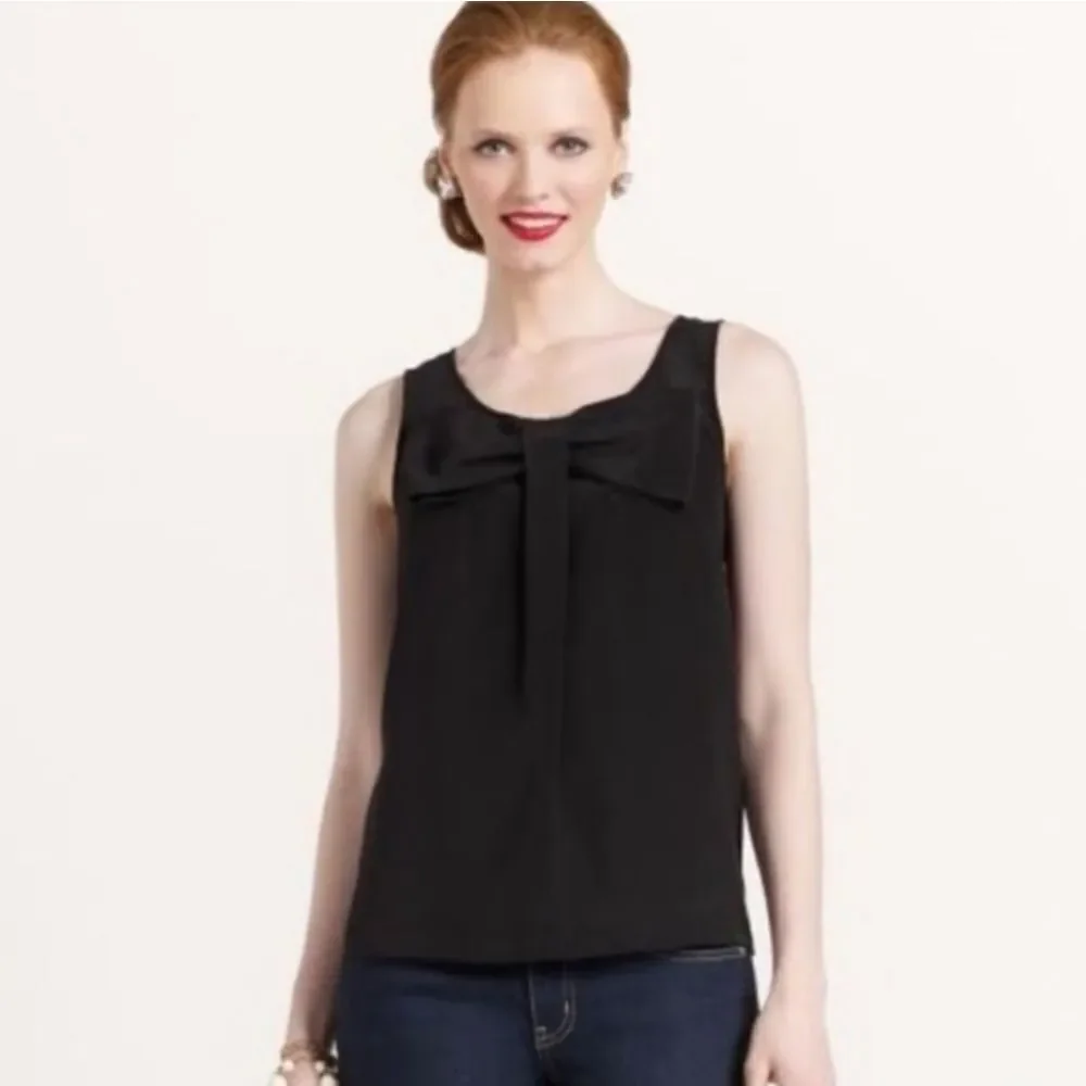 Kate Spade Live Colorfully Black Bow Sleeveless Top Size Small